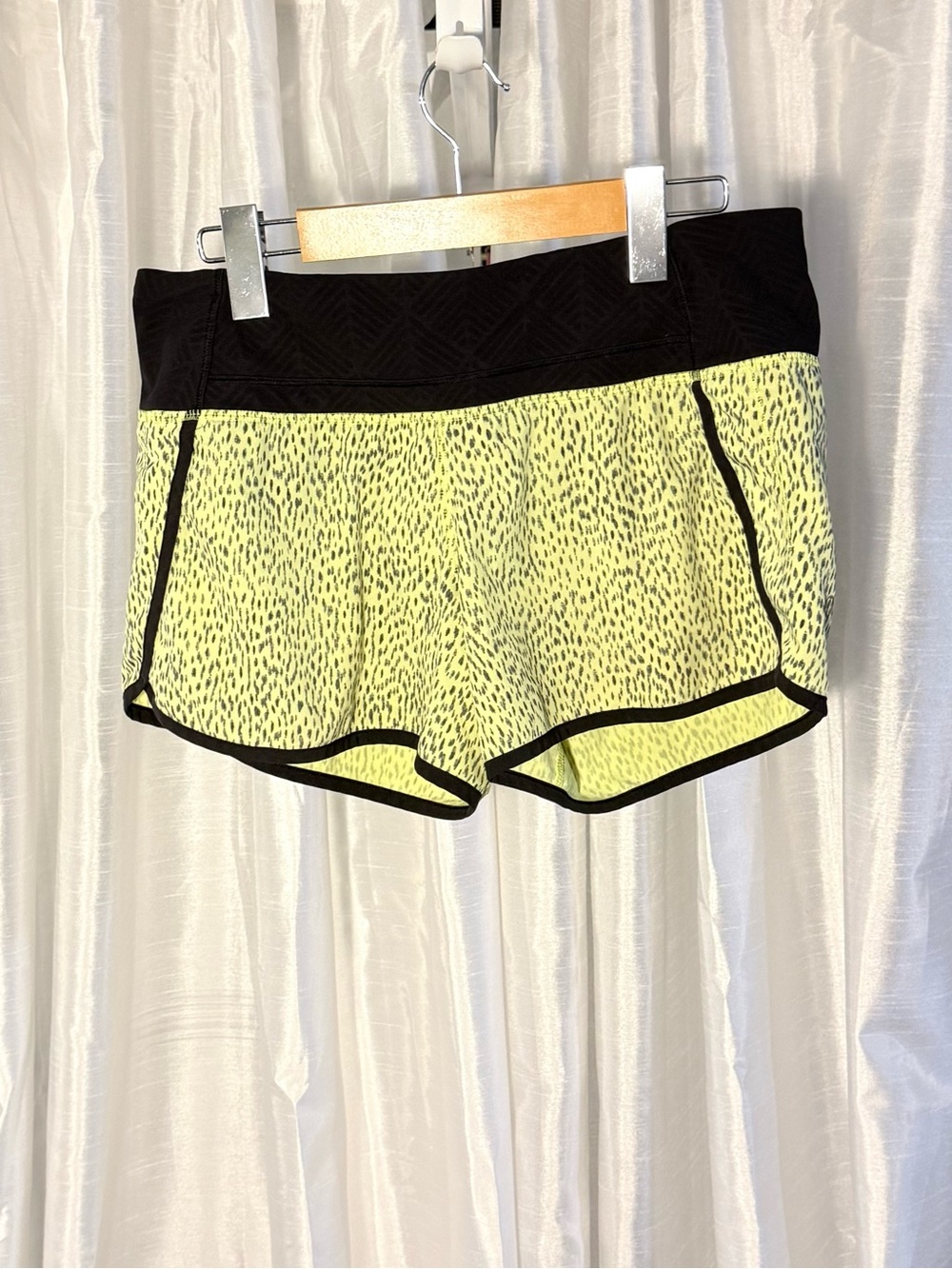 lululemon athletica Neon Yellow Printed Athletic Shorts with Black Waistband
